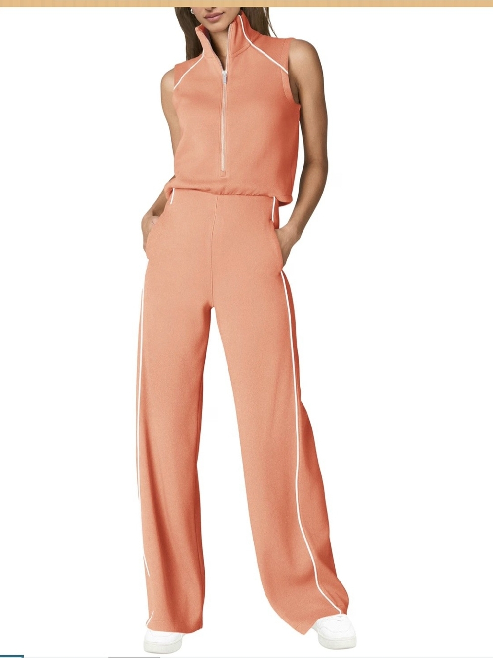 SENSERISE Womens Summer Jumpsuit Dressy Casual Sleeveless Mock Neck Top Wide Leg